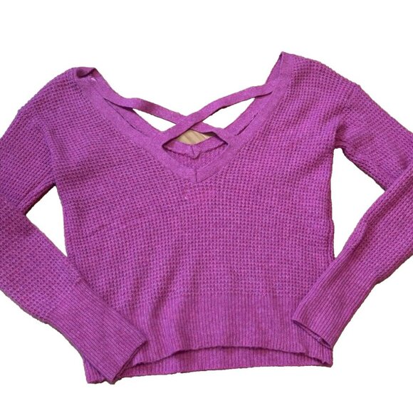 Anthropologie Maeve Pink Waffle Knit Cross Back Sweater Women’s XXS - Picture 6 of 6
